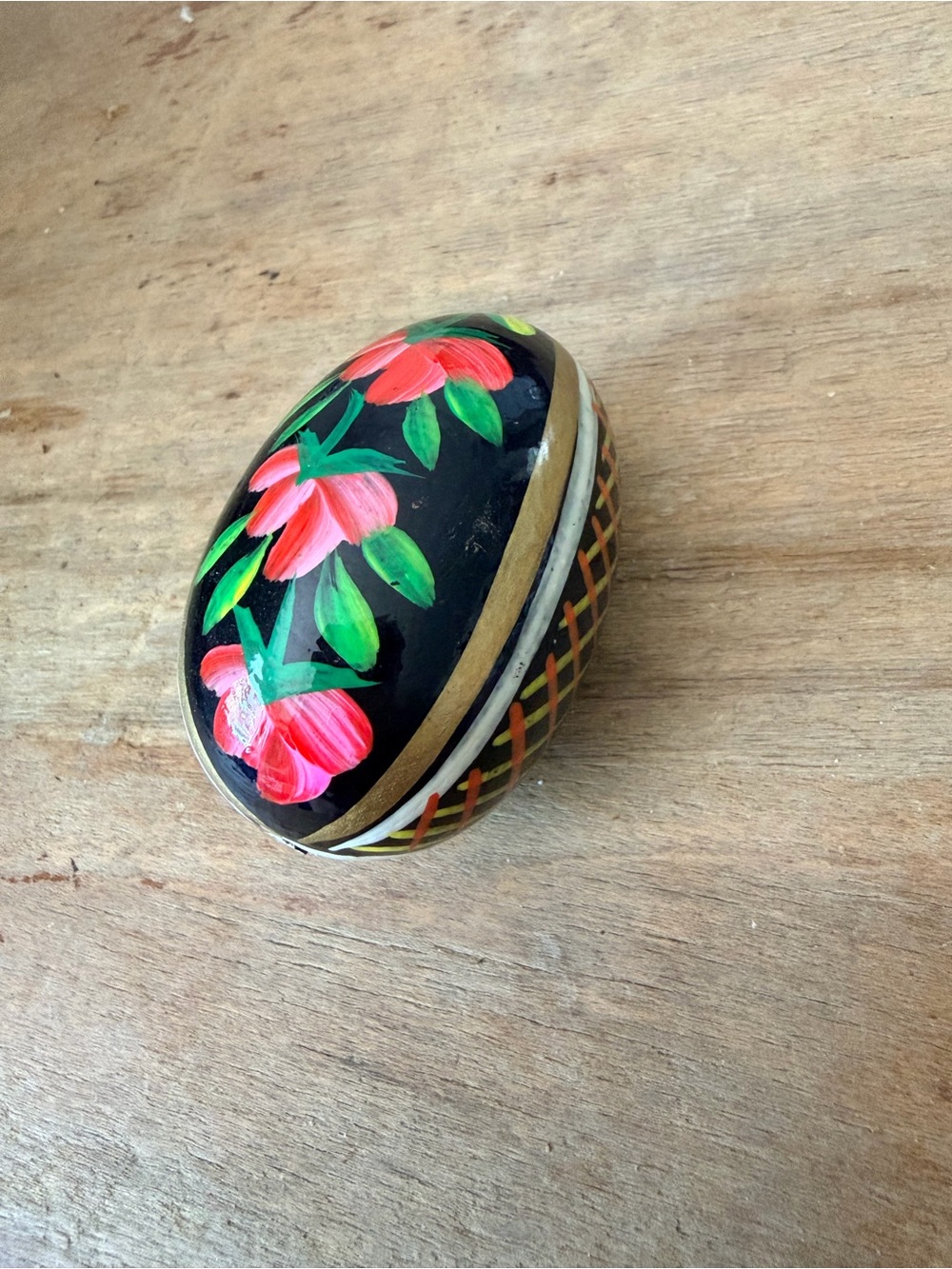 Hand Painted Wooden Pashka Egg Floral Folk Art Decor